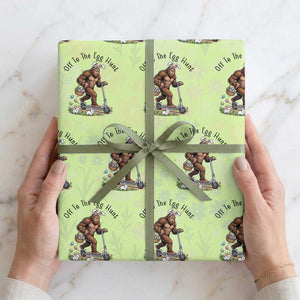 Funny Easter Bigfoot Wrapping Paper Roll Off To The Egg Hunt TS12 Lime Print Your Wear