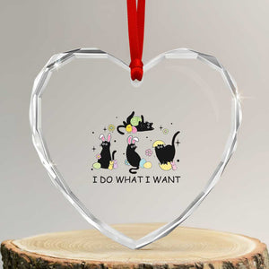 Funny Easter Black Cat Heart Crystal Glass Ornament I Do What I Want TS14 Transparent Glass 3'' Heart Print Your Wear