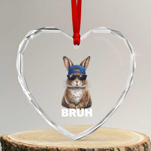 Funny Easter Bruh Bunny Sunglasses Meme Heart Crystal Glass Ornament TS11 Transparent Glass 3'' Heart Print Your Wear