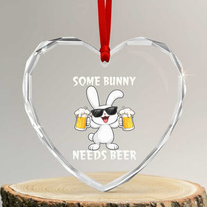 Funny Easter Bunny Drinking Beer Heart Crystal Glass Ornament Some Bunny Needs Beer TS14 Transparent Glass 3'' Heart Print Your Wear