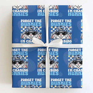 Funny Easter Bunny Forget the Bunnies I’m Chasing Hunnies Wrapping Paper Roll Cool Rabbit with Sunglasses & Hat Humor TS02 Royal Blue Print Your Wear