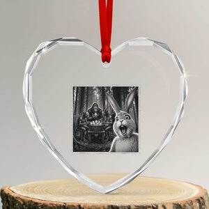 Funny Easter Bunny Selfie Heart Crystal Glass Ornament Bigfoot Jersey Devil Chupacabra Egg Hunt TS12 Transparent Glass 3'' Heart Print Your Wear