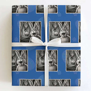 Funny Easter Bunny Selfie Mothman Egg Hunt Wrapping Paper Roll TS12 Royal Blue Print Your Wear