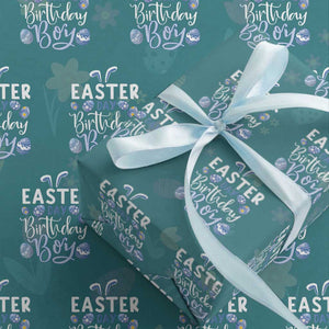 Funny Easter Day Birthday Boy Wrapping Paper Roll Born On Easter Day Eggs TS11 Teal Print Your Wear