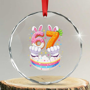 Funny Easter Day Bunny 67 Six Seven Meme Crystal Glass Ornament TS11 Transparent Glass 3'' Circle Print Your Wear