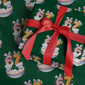 Funny Easter Day Bunny 67 Six Seven Meme Wrapping Paper Roll TS11 Green Print Your Wear