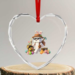 Funny Easter Day Bunny Miner Egg Video Game Heart Crystal Glass Ornament TS11 Transparent Glass 3'' Heart Print Your Wear