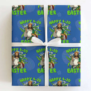 Funny Easter Day Christian Weed Wrapping Paper Roll Happy 420 Easter Jesus Smokes Stoner TS11 Royal Blue Print Your Wear