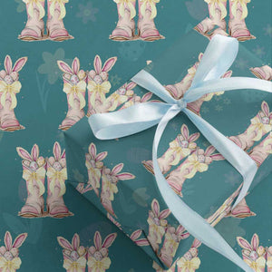 Funny Easter Day Cowgirl Egg Cowboy Boots Wrapping Paper Roll TS11 Teal Print Your Wear