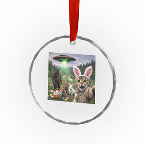 Funny Easter Day Crystal Glass Ornament Cat Selfie With Bunny Bigfoot UFO Bunny Egg TS10 Print Your Wear