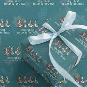Funny Easter Day Silly Goose Wrapping Paper Roll Silly Rabbit Easter Is For Jesus TS11 Teal Print Your Wear