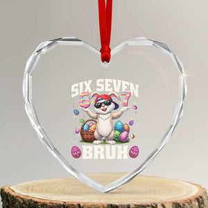 Funny Easter Day Six Seven Bruh Heart Crystal Glass Ornament 67 Bunny Easter Eggs TS11 Transparent Glass 3'' Heart Print Your Wear