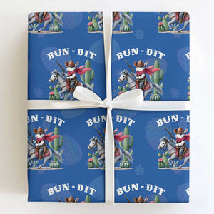Funny Easter Day Western Wrapping Paper Roll Bun-dit Country Rabbit Cowboy Rodeo TS11 Royal Blue Print Your Wear