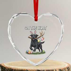 Funny Easter Hunting Dog Heart Crystal Glass Ornament Labrador Bunny Ears On The Hunt TS12 Transparent Glass 3'' Heart Print Your Wear
