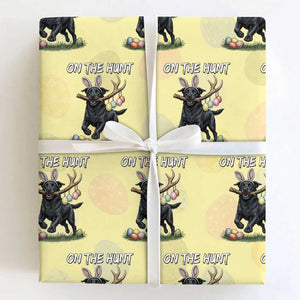 Funny Easter Hunting Dog Wrapping Paper Roll Labrador Bunny Ears On The Hunt TS12 Light Yellow Print Your Wear