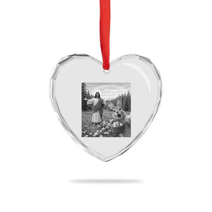 Funny Easter Jesus Heart Crystal Glass Ornament Christian Jesus Bunny Selfie Religious TS14 Print Your Wear