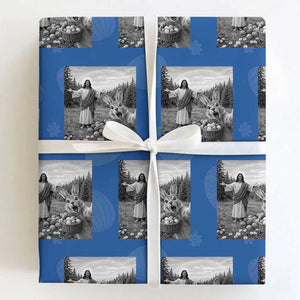 Funny Easter Jesus Wrapping Paper Roll Christian Jesus Bunny Selfie Religious TS14 Royal Blue Print Your Wear
