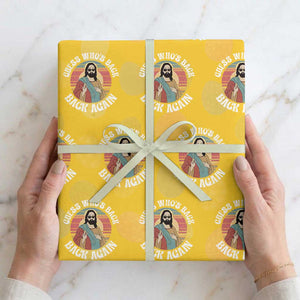 Funny Easter Jesus Wrapping Paper Roll Retro Vintage Guess Whos Back Again TS10 Yellow Print Your Wear