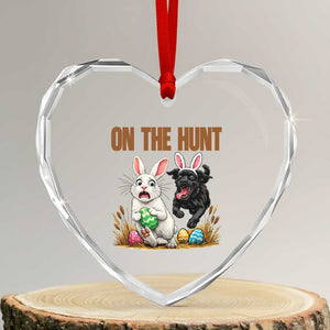 Funny Easter Labrador Bunny Ears Heart Crystal Glass Ornament On The Hunt TS12 Transparent Glass 3'' Heart Print Your Wear