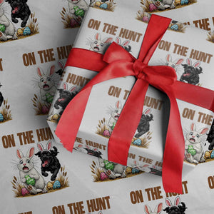 Funny Easter Labrador Bunny Ears Wrapping Paper Roll On The Hunt TS12 White Print Your Wear
