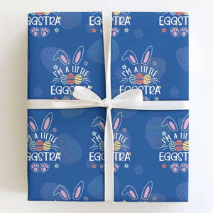 Funny Easter Wrapping Paper Roll Im A Little Eggstra Bunny Cute Kids Toddler TS10 Royal Blue Print Your Wear