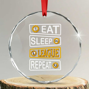 Funny Eat Sleep League Repeat Crystal Glass Ornament Gaming Quote Gift For Gamer TS12 Transparent Glass 3'' Circle Print Your Wear