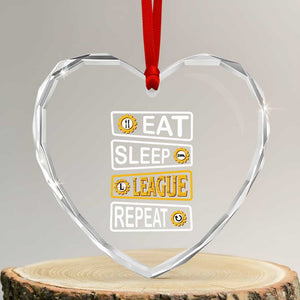 Funny Eat Sleep League Repeat Heart Crystal Glass Ornament Gaming Quote Gift For Gamer TS12 Transparent Glass 3'' Heart Print Your Wear