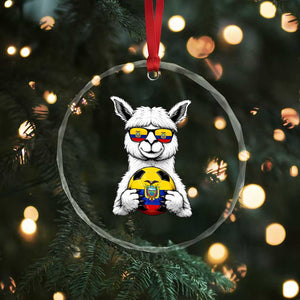 Funny Ecuador Alpaca Soccer Lover Crystal Glass Ornament South American Pride Gift