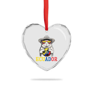 Funny Ecuador Guinea Pig Soccer Fan Heart Crystal Glass Ornament Cavy Lover Gift