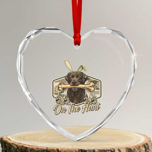 Funny Egg Hunter Heart Crystal Glass Ornament On The Hunt Camo Easter Labrador Dog TS11 Transparent Glass 3'' Heart Print Your Wear