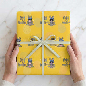 Funny Egg Hunter Wrapping Paper Roll Bunny Hunting Backward Cap Camouflage TS11 Yellow Print Your Wear