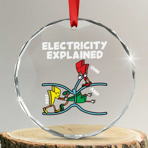 Funny Electricity Crystal Glass Ornament Ohm's Law Electricity Explained TS14 Transparent Glass 3'' Circle Print Your Wear