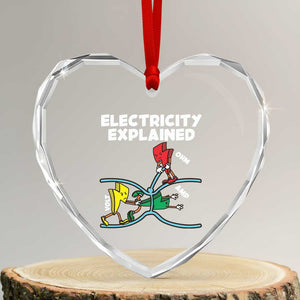 Funny Electricity Heart Crystal Glass Ornament Ohm's Law Electricity Explained TS14 Transparent Glass 3'' Heart Print Your Wear