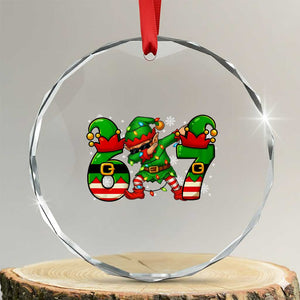 Funny Elf Dab Six Seven Meme Crystal Glass Ornament Christmas Trending 67 Gift TS12 Transparent Glass 3'' Circle Print Your Wear