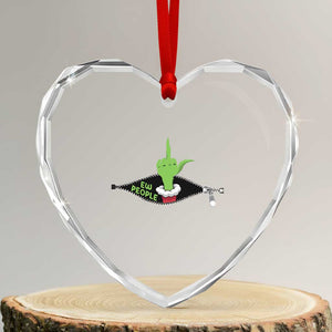 Funny Elf Hand Christmas Heart Crystal Glass Ornament Ew People Anti Socaial Xmas TS14 Transparent Glass 3'' Heart Print Your Wear