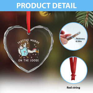 Funny ER Nurse Goose Christmas Heart Crystal Glass Ornament Festive Nurses On The Loose TS14 Print Your Wear