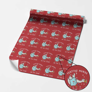 Funny ER Nurse Goose Christmas Wrapping Paper Roll Festive Nurses On The Loose TS14 Red Print Your Wear