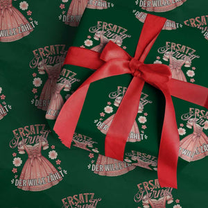 Funny Ersatz Backup Dirndl Oktoberfest Wrapping Paper Roll Der Wille Zahlt Bavarian Festival Costume Humor TS02 Green Print Your Wear