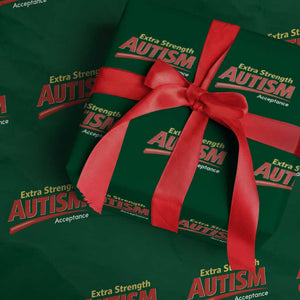 Funny Extra Strength Autism Acceptance Inappropriate Autism Meme Wrapping Paper Roll TS11 Green Print Your Wear