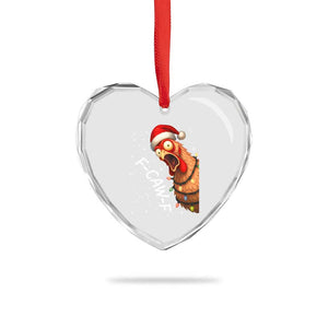 Funny F Caw F Chicken Christmas Heart Crystal Glass Ornament Xmas Rooster Meme Santa Hat TS11 Print Your Wear