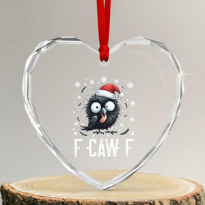 Funny F Caw F Christmas Crow Heart Crystal Glass Ornament Santa Raven Xmas Holiday TS11 Transparent Glass 3'' Heart Print Your Wear