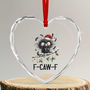 Funny F Caw F Christmas Crow Heart Crystal Glass Ornament Santa Raven Xmas Holiday Snowflake TS11 Transparent Glass 3'' Heart Print Your Wear