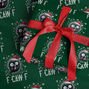 Funny F Caw F Christmas Crow Wrapping Paper Roll Santa Raven Xmas Holiday TS11 Green Print Your Wear