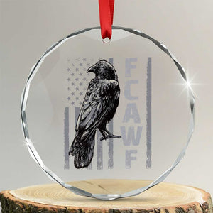 Funny F CAW F Crow Crystal Glass Ornament Vintage American Flag TS11 Transparent Glass 3'' Circle Print Your Wear