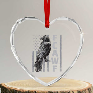 Funny F CAW F Crow Heart Crystal Glass Ornament Vintage American Flag TS11 Transparent Glass 3'' Heart Print Your Wear