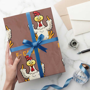 Funny F Caw F Sarcastic Chicken Meme Wrapping Paper Roll Middle Finger Offensive Humor TS02 Mocha Print Your Wear