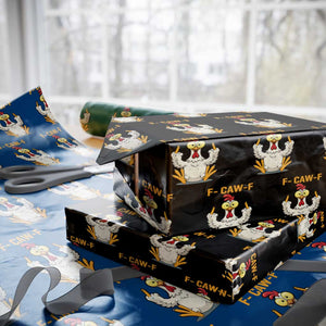 Funny F Caw F Sarcastic Chicken Meme Wrapping Paper Roll Middle Finger Offensive Humor TS02 Black Print Your Wear