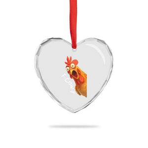Funny F Caw F Surprise Chicken Meme Heart Crystal Glass Ornament Hilarious Shocked Bird Graphic for Comedy Lovers TS02 Print Your Wear