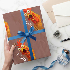Funny F Caw F Surprise Chicken Meme Wrapping Paper Roll Hilarious Shocked Bird Graphic for Comedy Lovers TS02 Mocha Print Your Wear