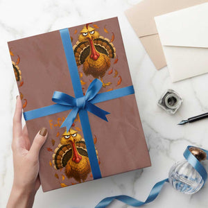 Funny F Caw F Turkey Meme Thanksgiving Graphic Wrapping Paper Roll Funny Fowl Mood Humor TS02 Mocha Print Your Wear